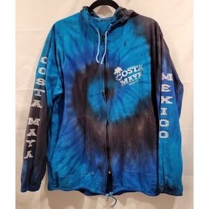 Costa Maya Hoodie Tie Dye Swirl Long Sleeve Blue Sweatshirt Mens Size Large